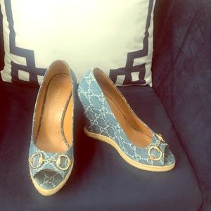 Gucci denim wedges 38 1/2